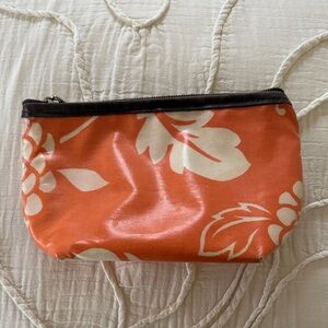Orange and White Floral Pouch